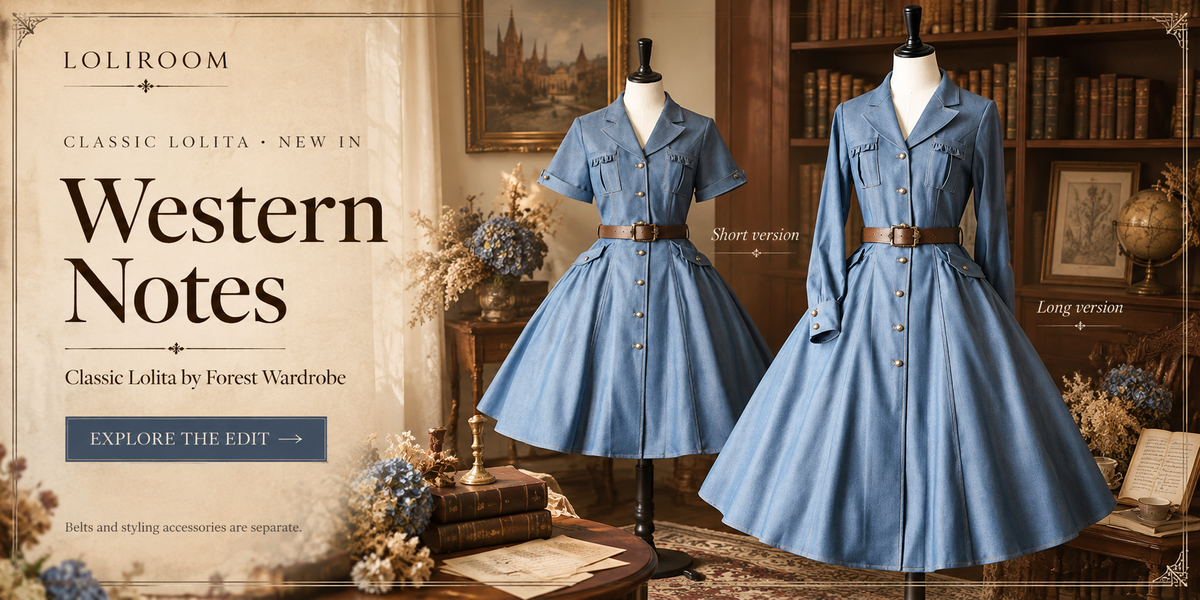 Western Notes denim Lolita OP dress