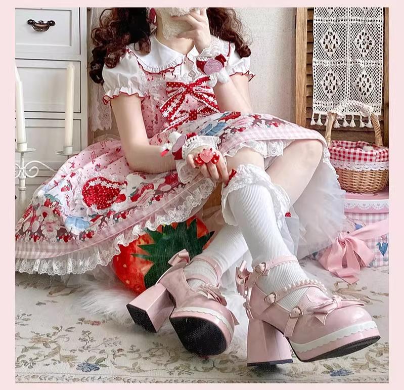 Crush Complex - Sweet Lolita Heel Shoes, Pearls & Bows - image 15