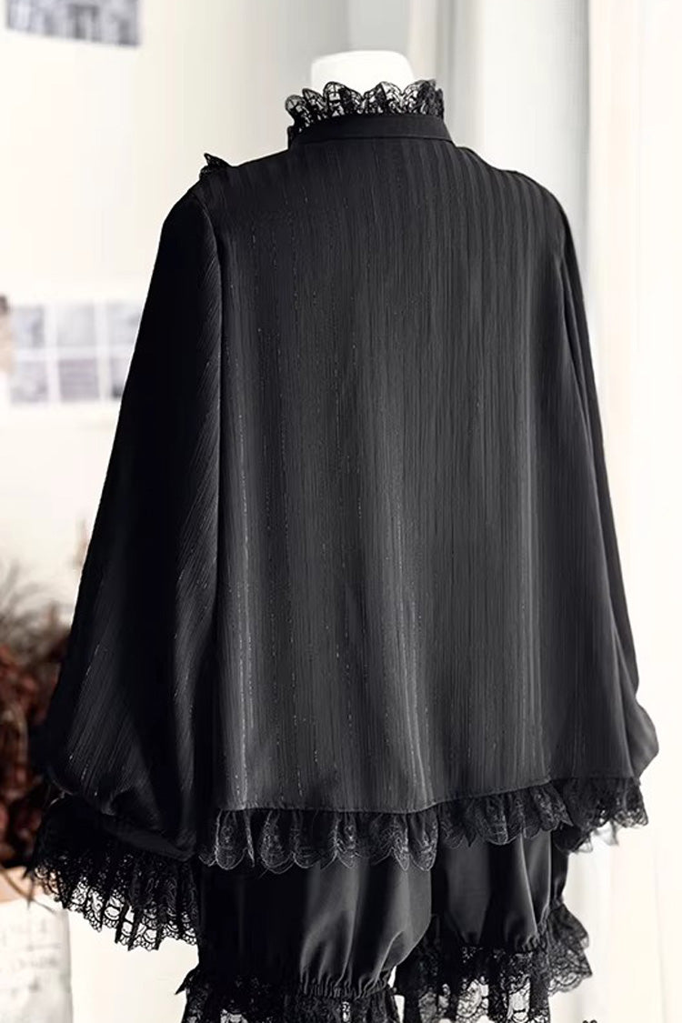 Black Gothic Ouji Lolita Top, Shorts and Scarf Set in 2 Sleeve Versions - image 18