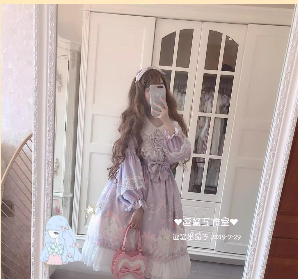 Rabbit Lace Princess Sweet Lolita OP Dress - image 8