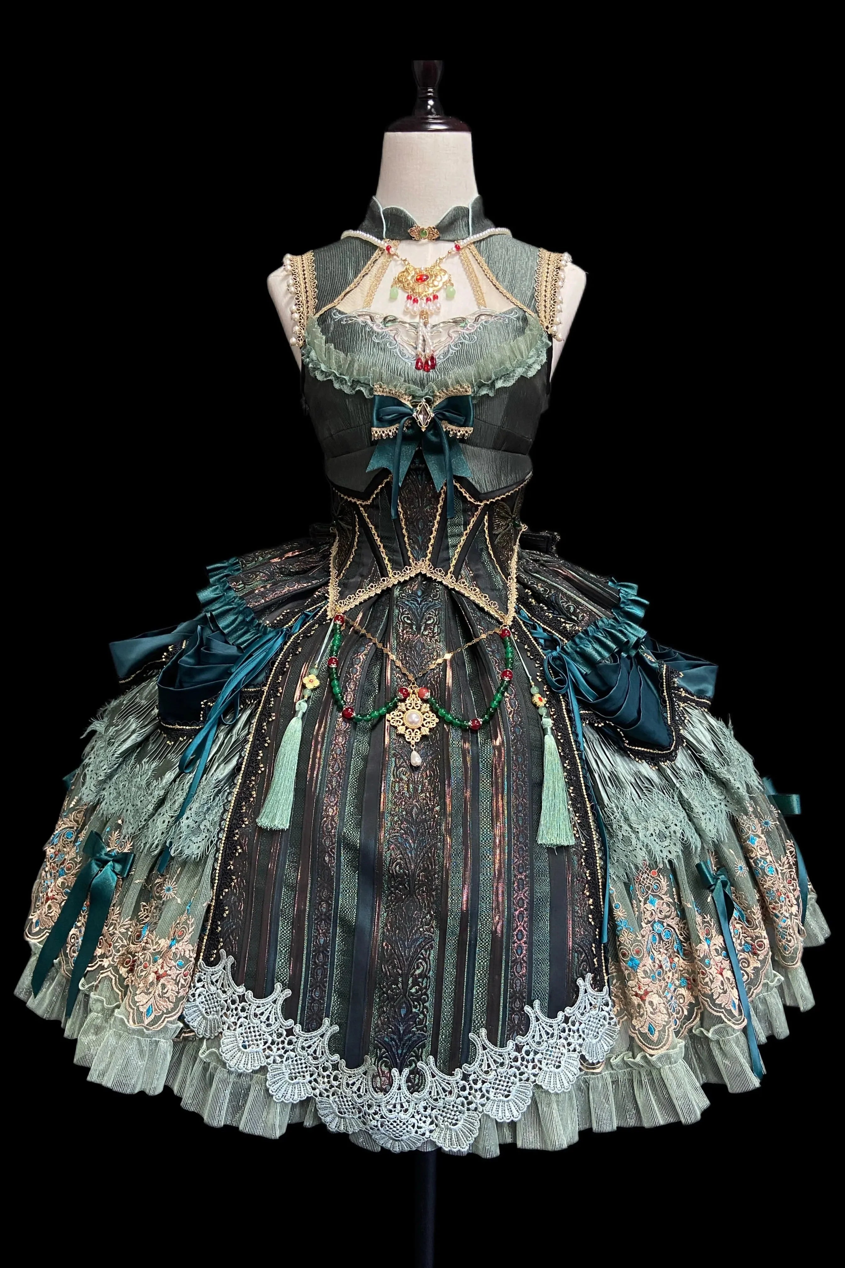 Candle Dragon Spirit - Fantasy Green Lolita JSK Set - image 1