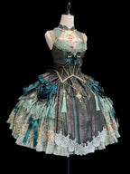 Candle Dragon Spirit - Fantasy Green Lolita JSK Set - image 5