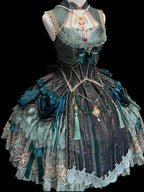 Candle Dragon Spirit - Fantasy Green Lolita JSK Set - image 6