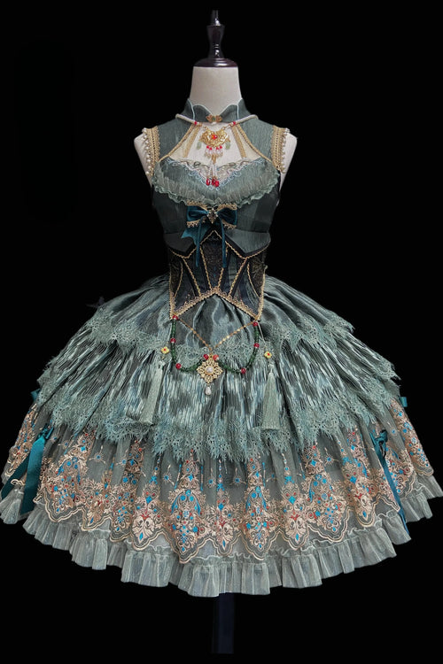 Candle Dragon Spirit - Fantasy Green Lolita JSK Set - image 2