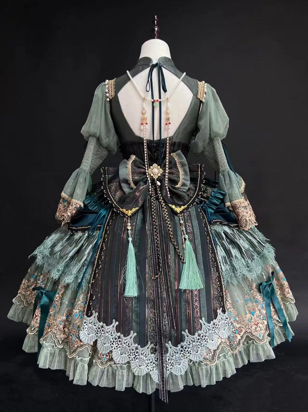 Candle Dragon Spirit - Fantasy Green Lolita JSK Set - image 8