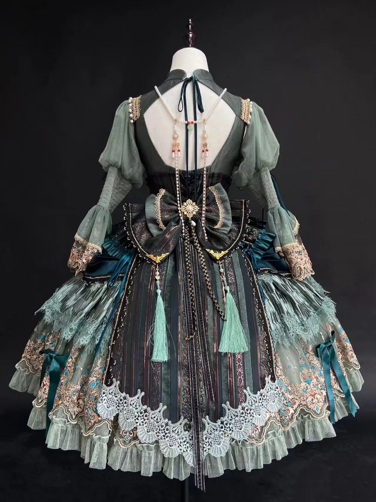 Candle Dragon Spirit - Fantasy Green Lolita JSK Set - image 8
