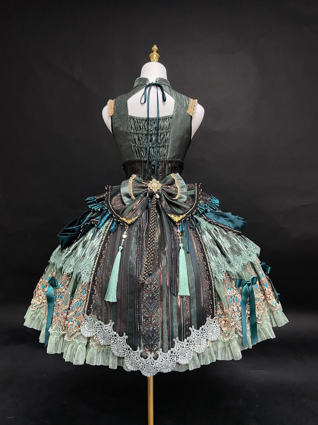 Candle Dragon Spirit - Fantasy Green Lolita JSK Set - image 7