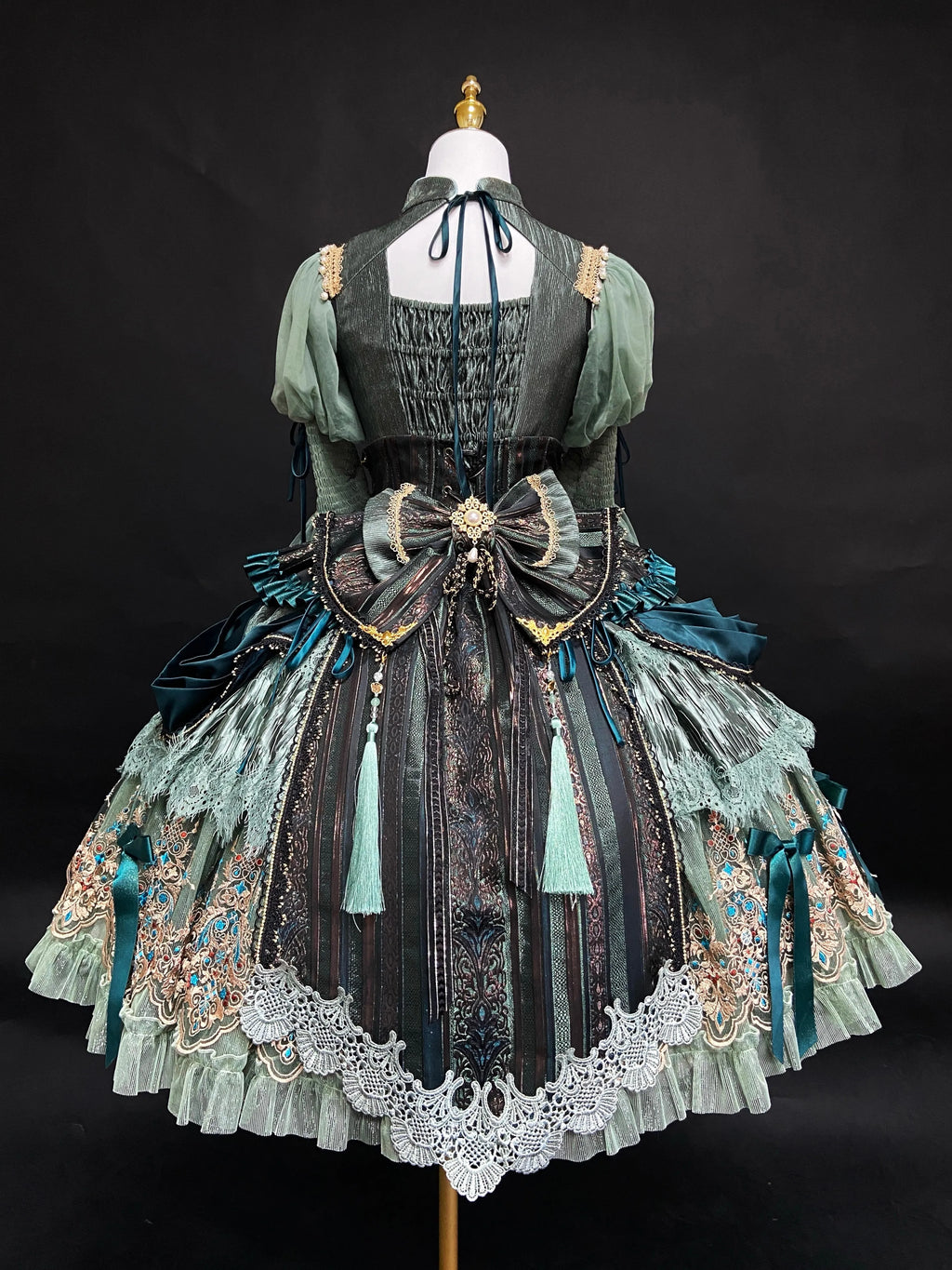 Candle Dragon Spirit - Fantasy Green Lolita JSK Set - image 17