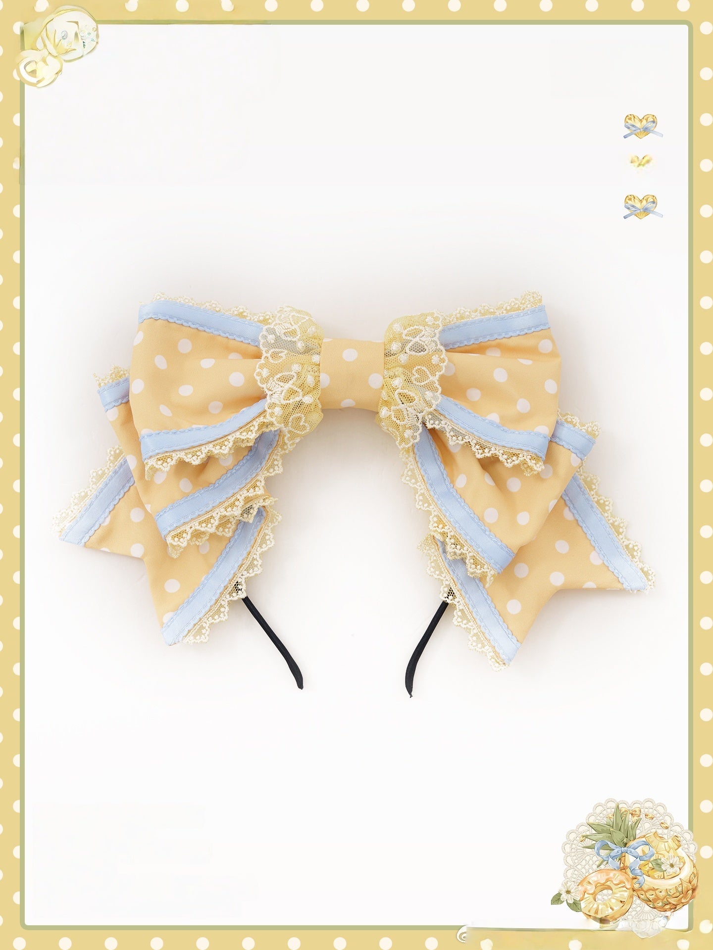 Pineapple Soda Sweet Yellow Pineapple Print Lolita JSK and Accessories - image 15