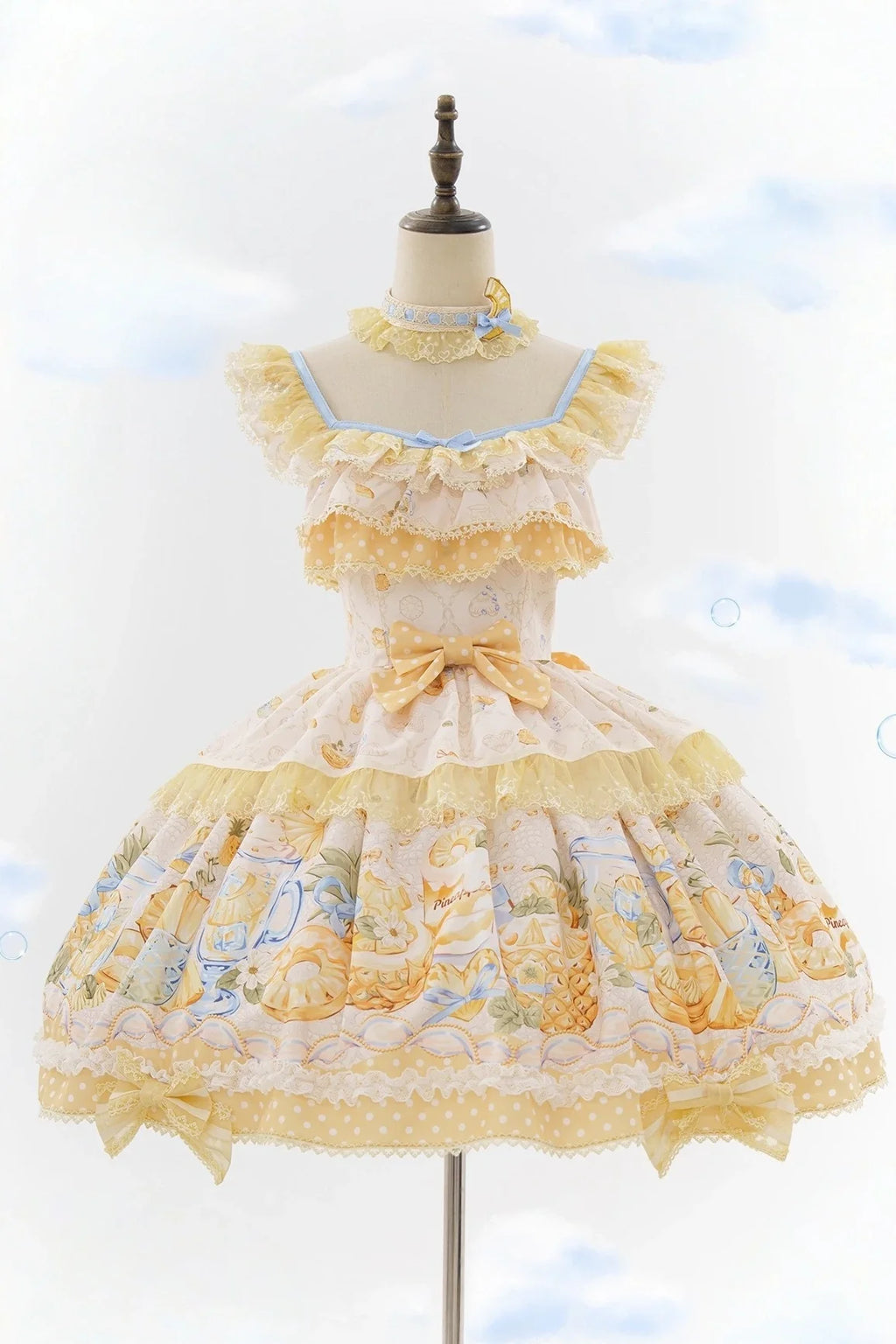 Pineapple Soda Sweet Yellow Pineapple Print Lolita JSK and Accessories - image 1