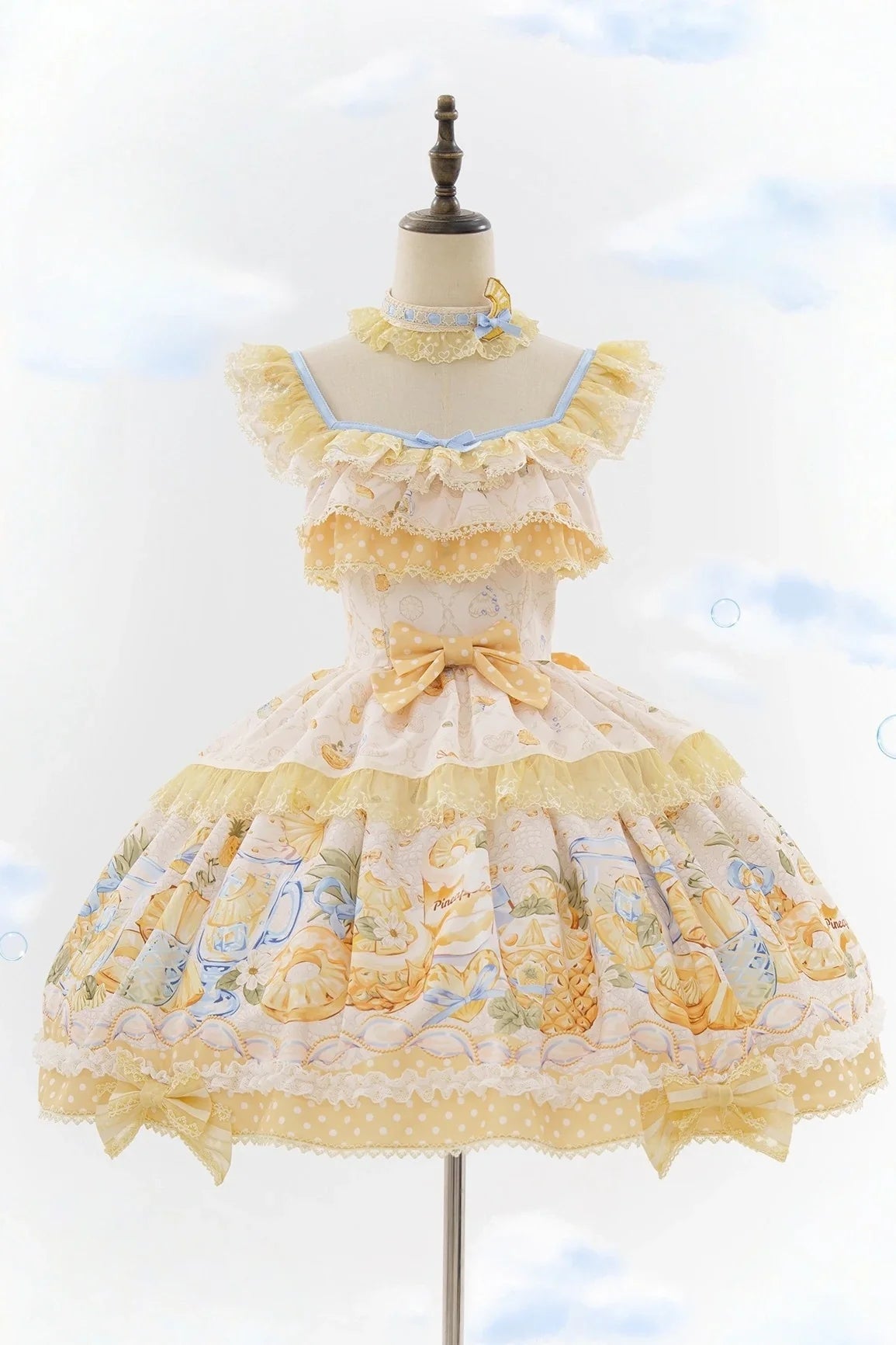 Pineapple Soda Sweet Yellow Pineapple Print Lolita JSK and Accessories - image 1