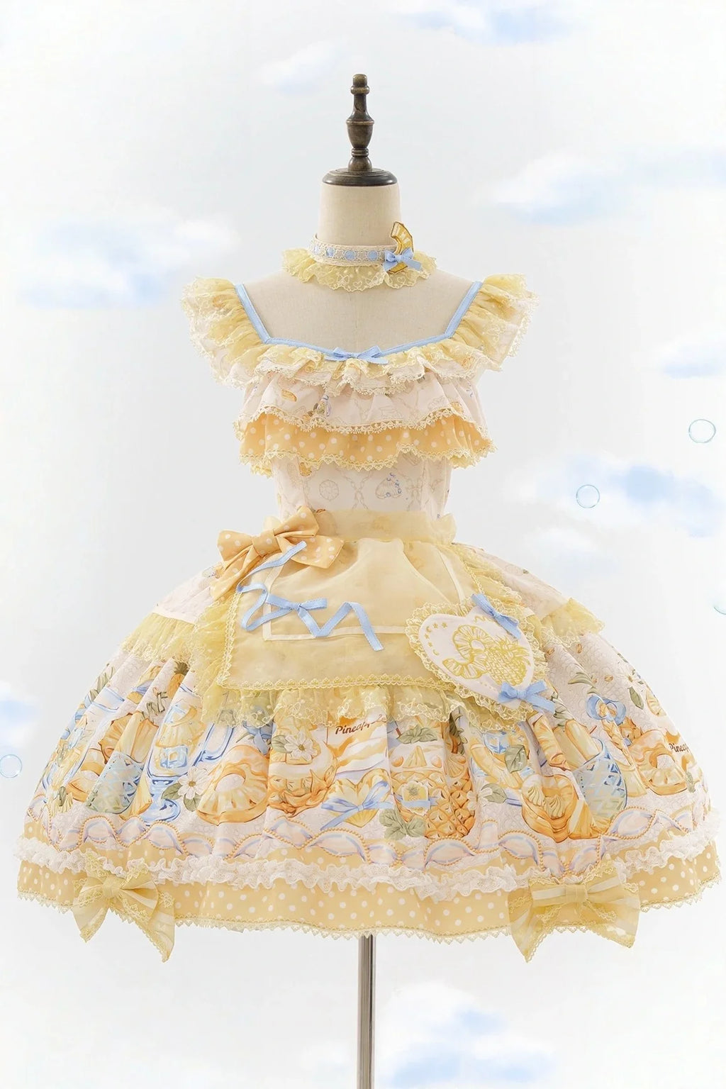Pineapple Soda Sweet Yellow Pineapple Print Lolita JSK and Accessories - image 2