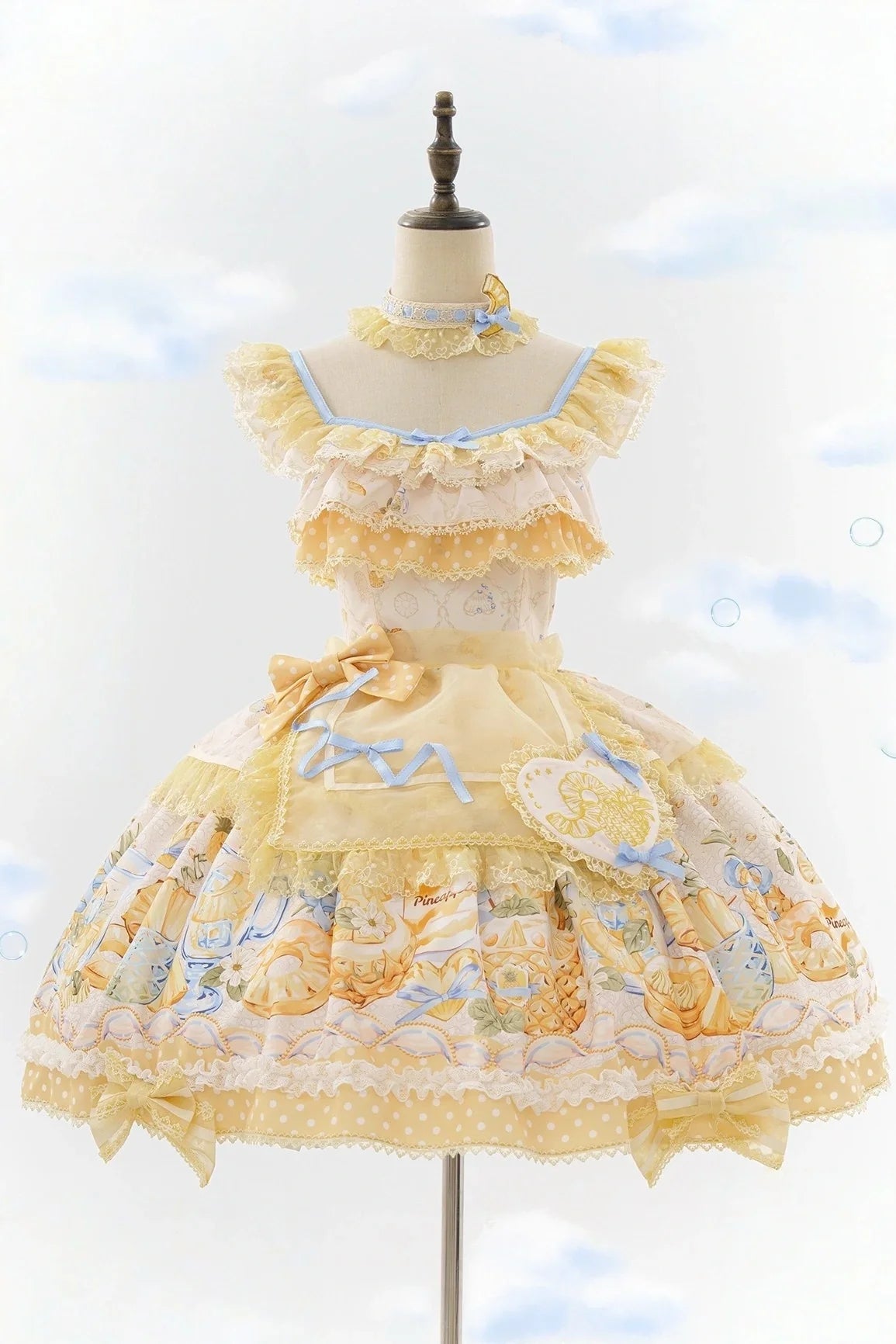 Pineapple Soda Sweet Yellow Pineapple Print Lolita JSK and Accessories - image 2