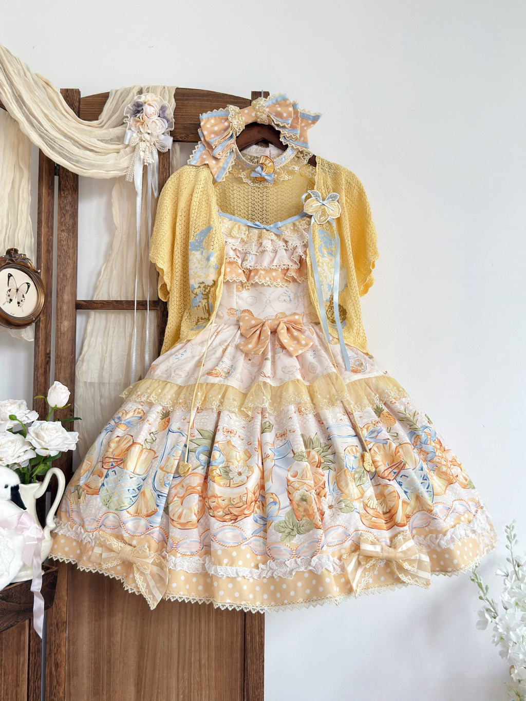 Pineapple Soda Sweet Yellow Pineapple Print Lolita JSK and Accessories - image 11