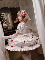 Paria Cream Strawberry Satin Lolita OP Dress and Accessories - image 24
