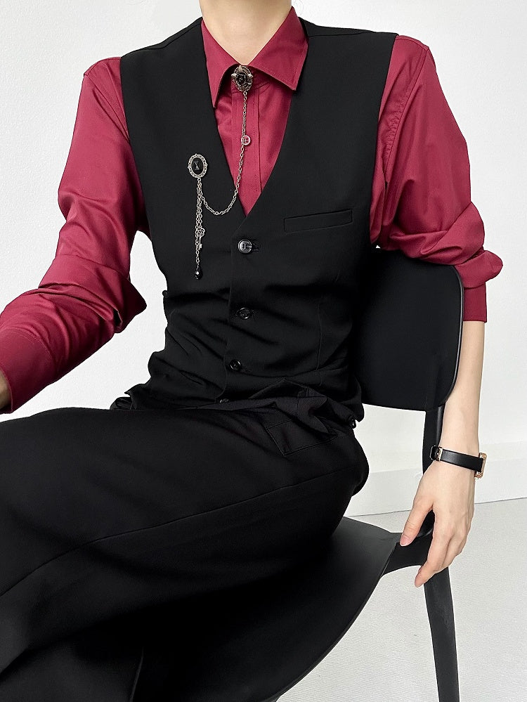 ASAE Black V-Neck Ouji Suit Vest - image 5