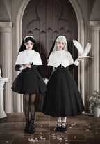 Nihil - Gothic Nun Lolita OP Dress, Irregular Hem Cape and Accessories - image 3
