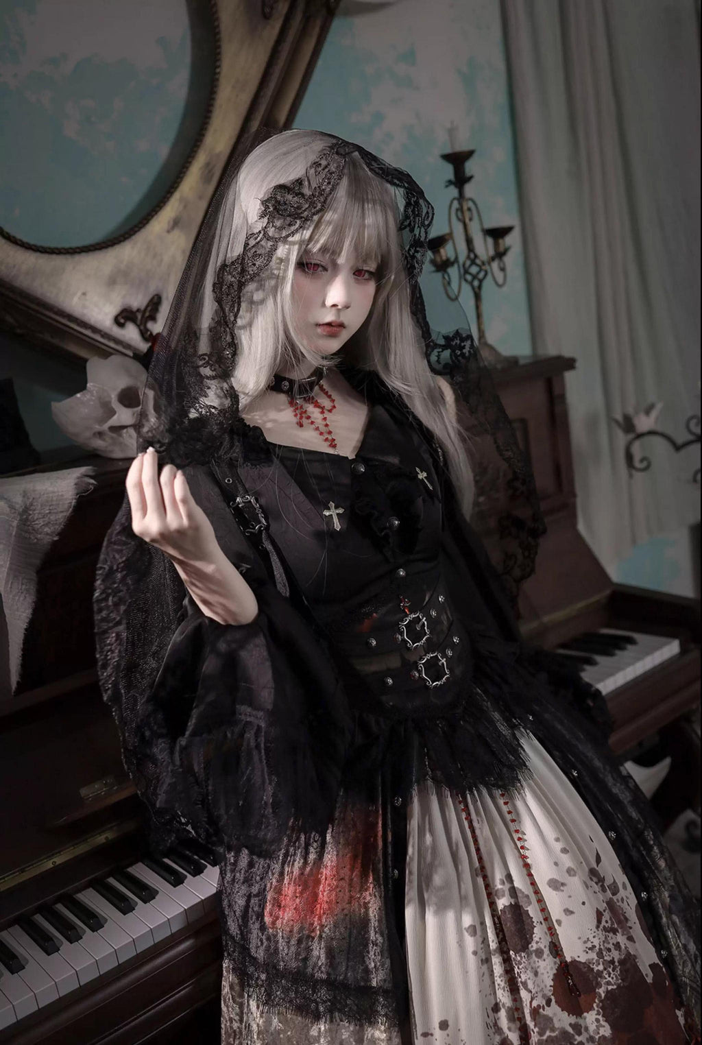 Heretic Nun - Halloween Gothic Lolita JSK Dress & Blouse Set - image 12