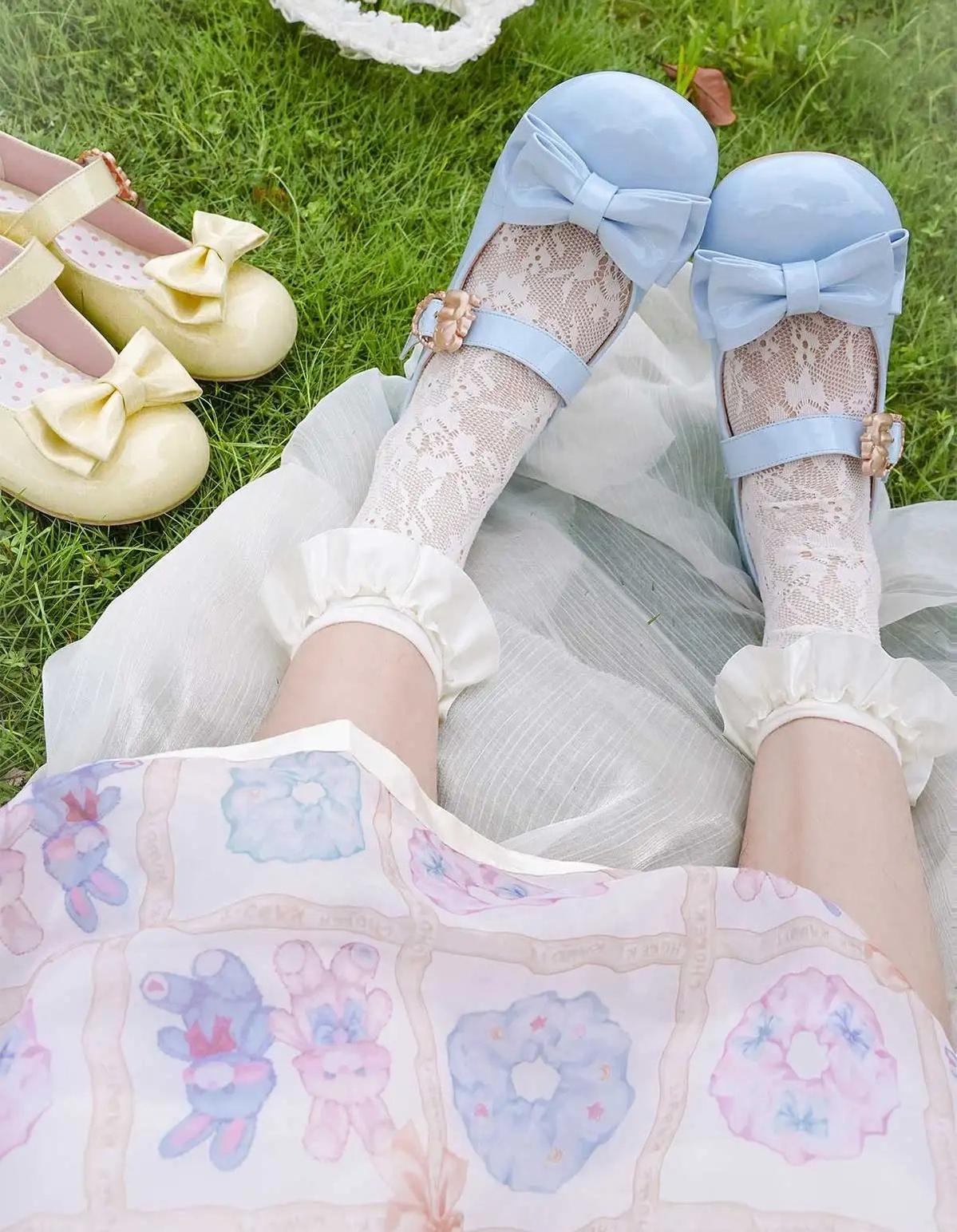 Hug Bear - Sweet Lolita Heel Shoes Bear Metal Buckle Bow Shoes - image 20