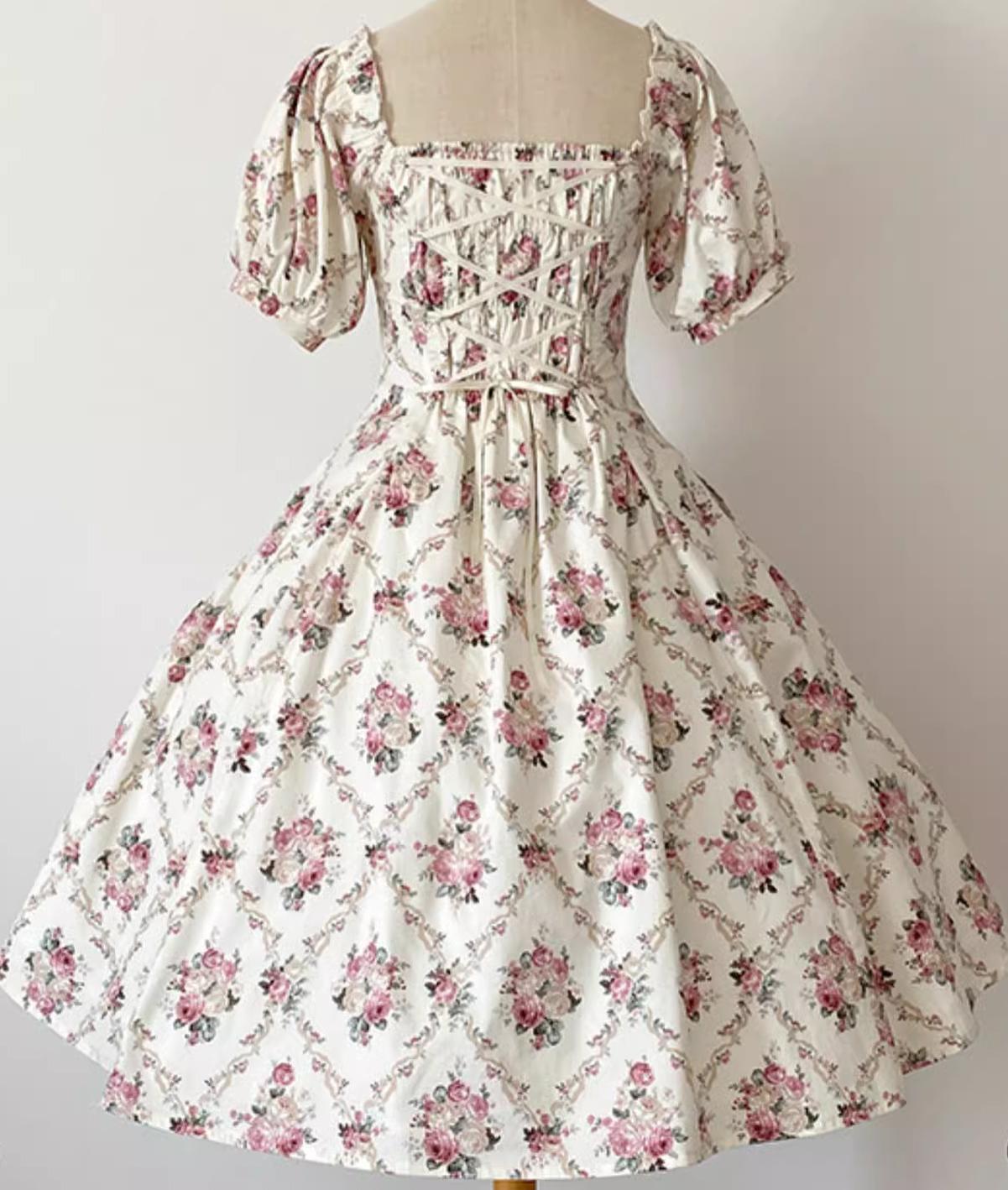 Pastoral Poem - Elegant Lolita OP Dress Floral Print 6-Piece Cut Lolita Dress - image 25