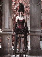 Goth Spiderweb Lace Wine Red Vampire Boned Corset - image 9