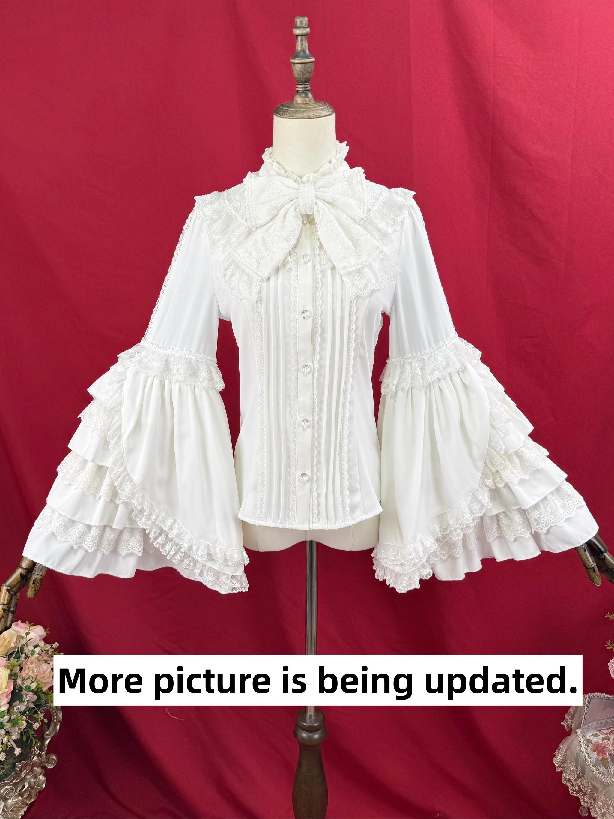 Hime Sleeved Classic Lolita Shirt, Detachable Bow - image 9