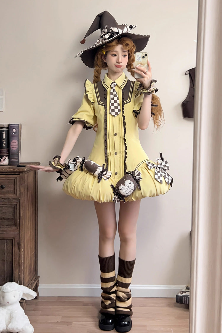 Witch and Paradise - Short Sleeves Ruffle Bowknot Sweet Japanese Halloween Lolita Dress Vest Set - image 13