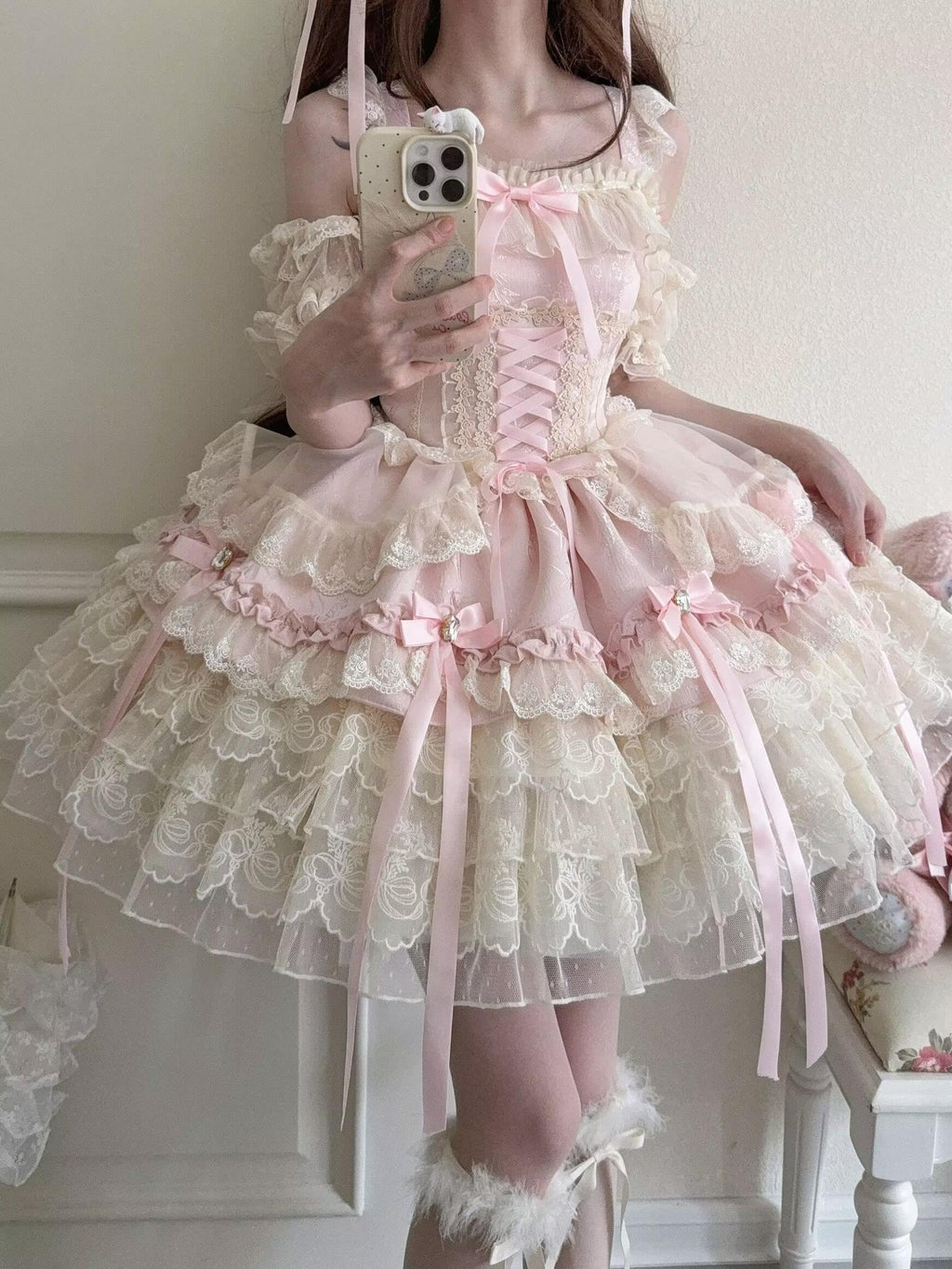 Ribbons of Love Sweet Lolita Tiered JSK Dress - image 13