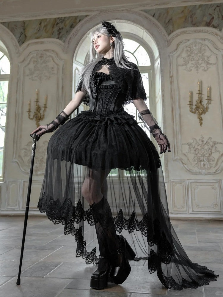 Black Kuro Elegant JSK, Cape and Overlay Set - image 3