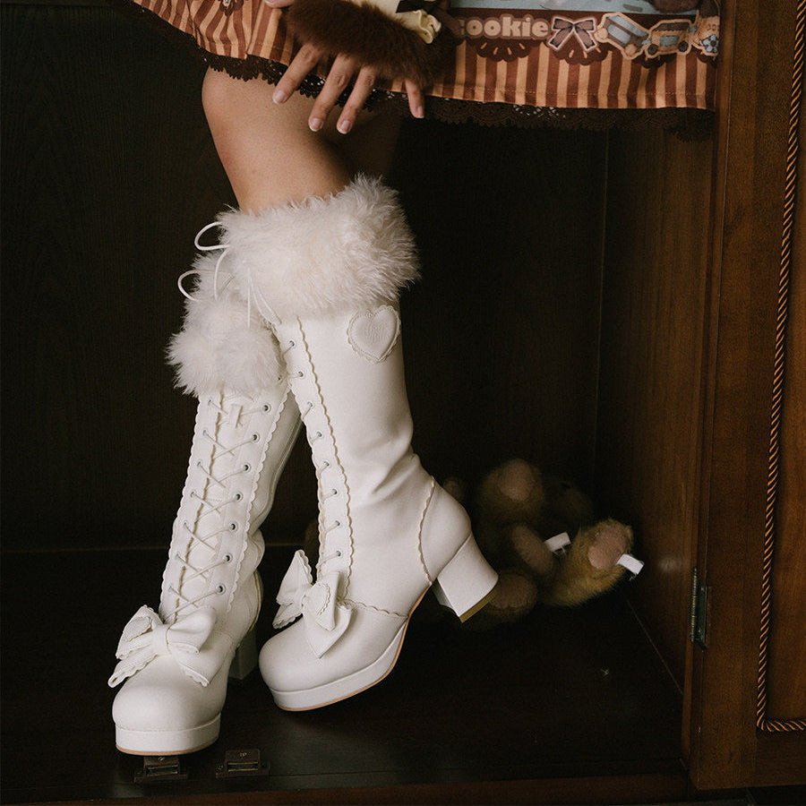 Elegant Winter Lolita Bow Boots - image 4