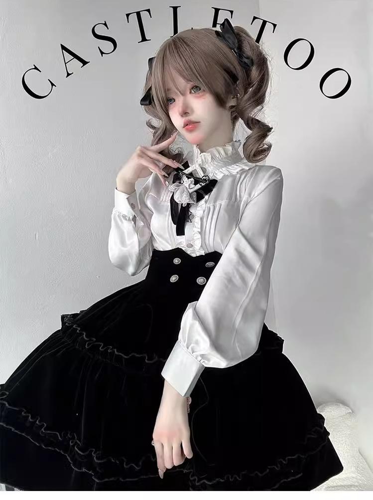 Erosion Heart F-Type - Ouji Lolita Suit Black Velvet Shorts and Skirt - image 20