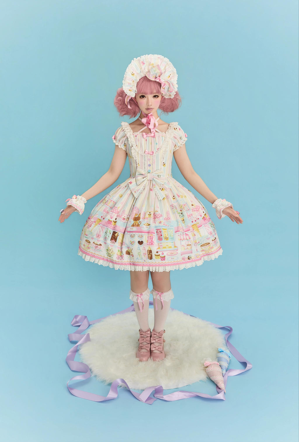 Summer Ice Cream Tale - Old School Lolita Ice Cream Printed OP & JSK Dress - image 18