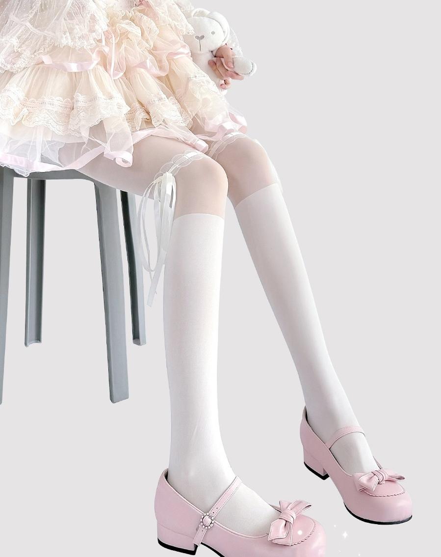 Lace-Splice Lolita Thigh-High Socks - image 6