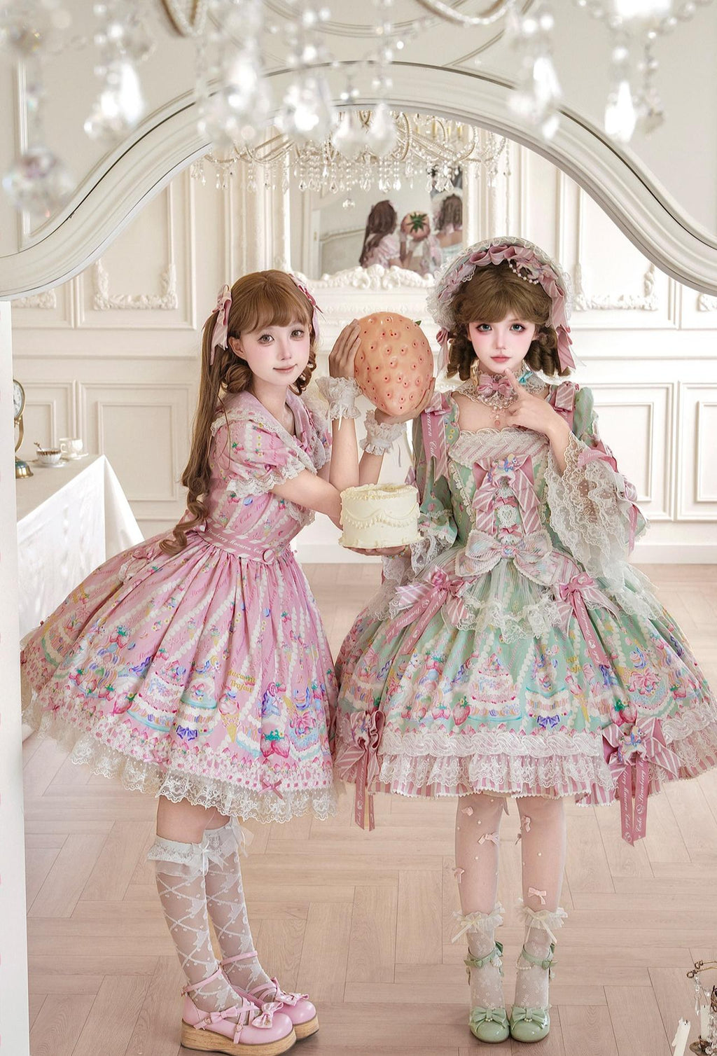 Macaron - Printed Sweet Lolita OP Dress and Old School JSK - image 7