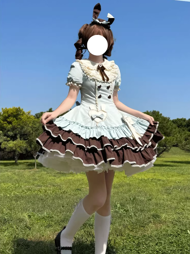 Creamy Bud - Old School Lolita OP Dress, Bunny Ear Heart Accent - image 11