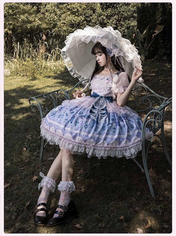 Romantic Floral Puff-Sleeve Dress with Lace Pearl and Overlay - image 4
