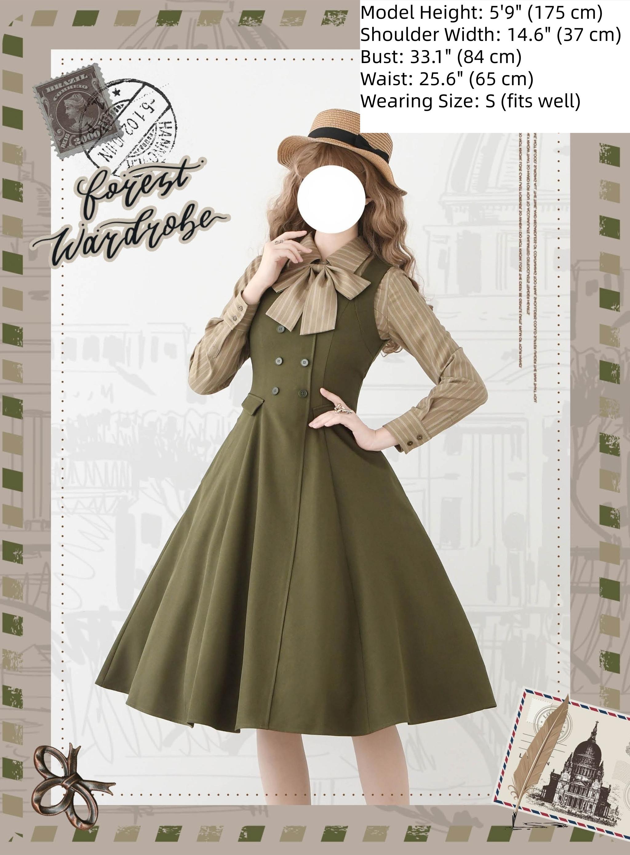 Foggy Forest - Elegant Lolita A-line JSK Dress, Side Pockets - image 9