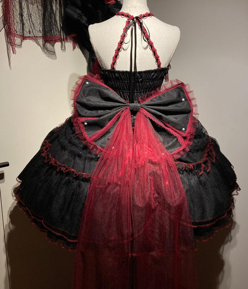 Cascading Poetry - Gothic Lolita JSK Dress, Lace & Tiered Hem - image 2