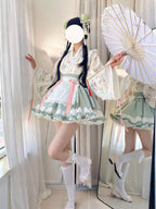 Little Herbalist - Han Lolita Skirt Outfit with Cross-collar Blouse and Apron - image 10