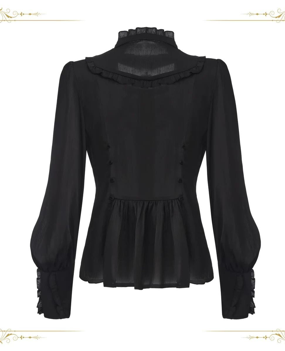 Eternal Rabbit Invitation - Ouji Lolita Ruffle V-Neck Blouse - image 3