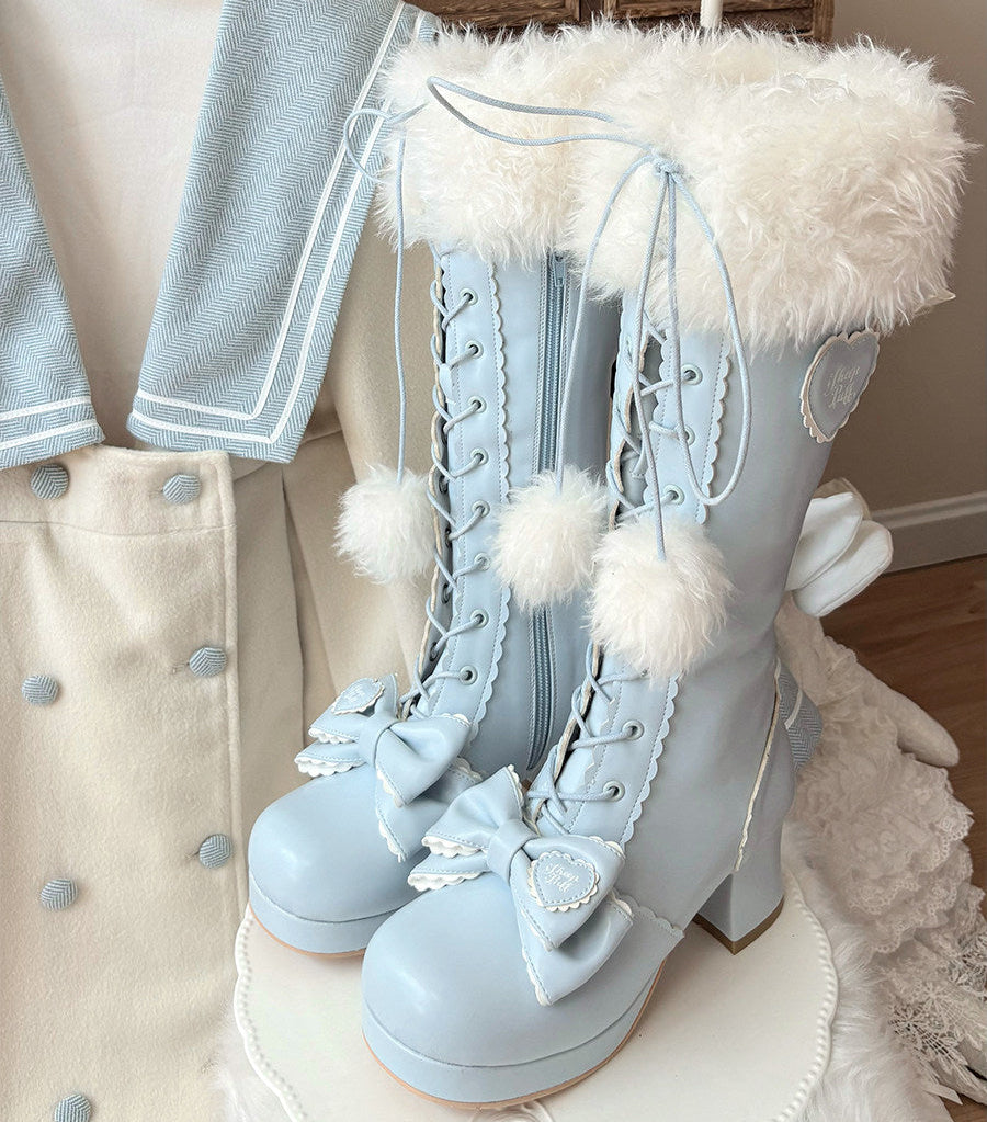 Elegant Winter Lolita Bow Boots - image 8