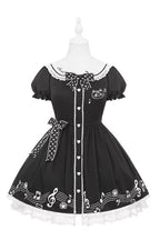 Melody Kitty - Sweet Lolita Short-Sleeve OP Dress in Black - image 3