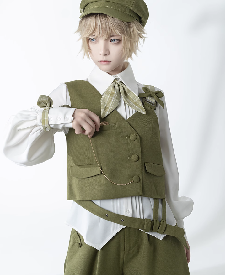 Secret Morning Paper - Ouji Lolita Shirt, Matcha Green Capri Pants Collection - image 10