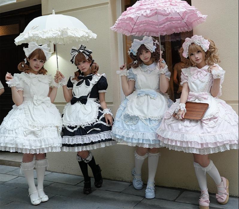 Creamy Sweet Bunny - Cotton Old School Lolita Bunny Ear OP Dress with Bows and Accessories - image 19