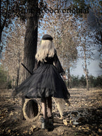 Y2K E-girl Gothic Lolita OP Dress Set in Black