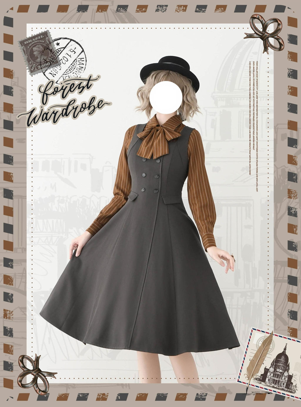 Foggy Forest - Elegant Lolita A-line JSK Dress, Side Pockets - image 13
