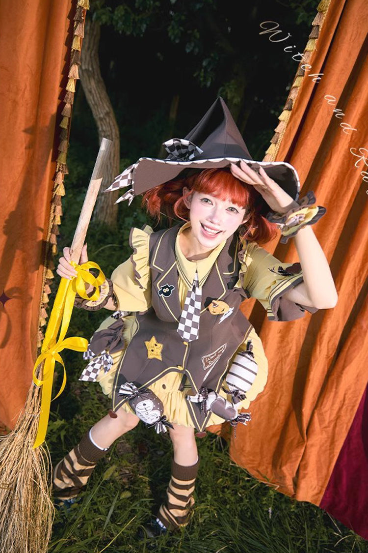 Witch and Paradise - Short Sleeves Ruffle Bowknot Sweet Japanese Halloween Lolita Dress Vest Set - image 10