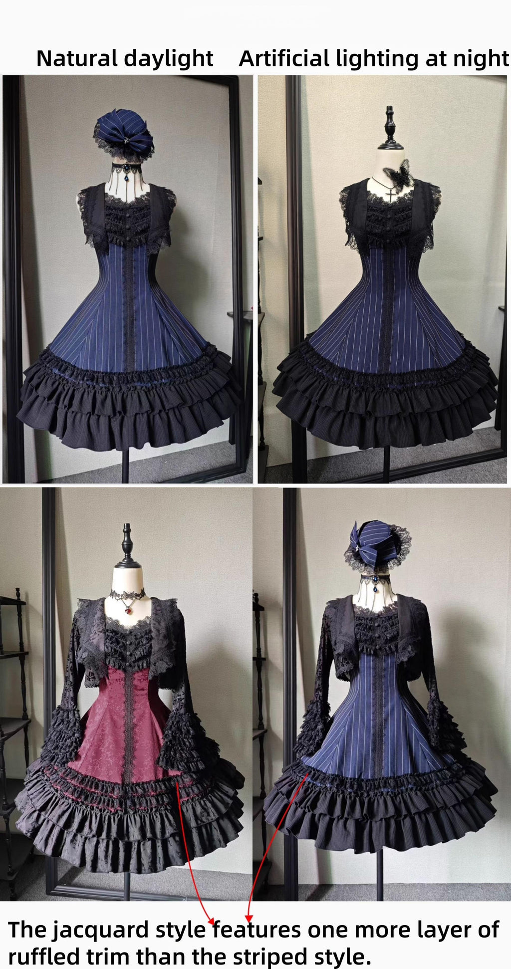 Six-Panel Gothic Lolita JSK Dress with Tiered Ruffles - image 23