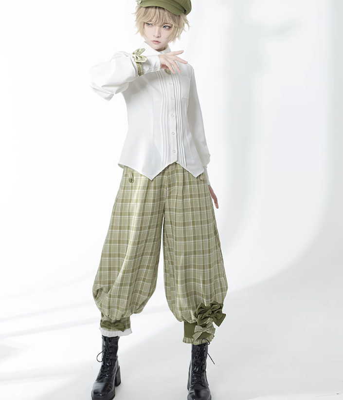 Secret Morning Paper - Ouji Lolita Shirt, Matcha Green Capri Pants Collection - image 23