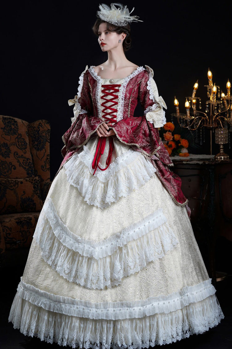 Wine and Ivory Classic Victorian Lolita Hime-Sleeve Dress - image 6